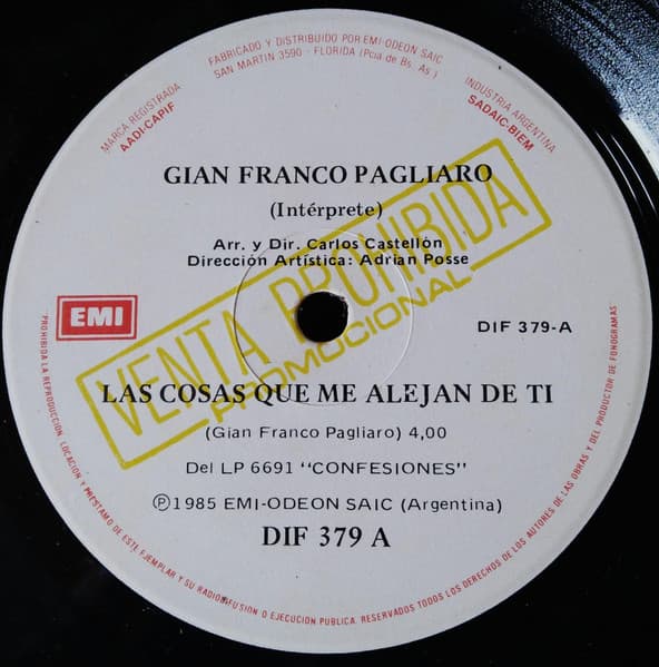 Gian Franco Pagliaro — Ls Cosas Que Me Alejan de Ti / Este Amor