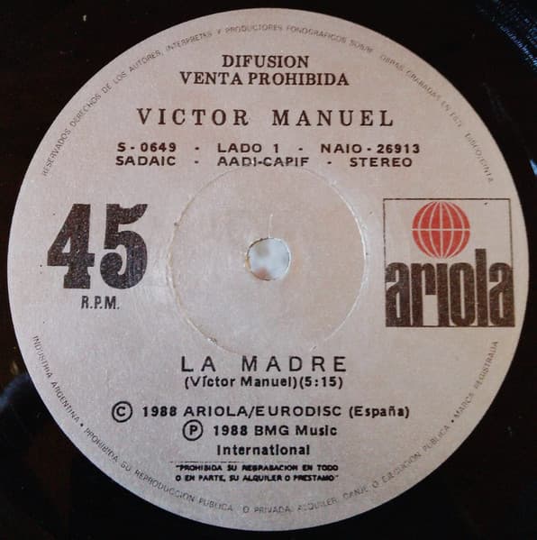 Víctor Manuel — La Madre / Por La Luz De Tus Labios