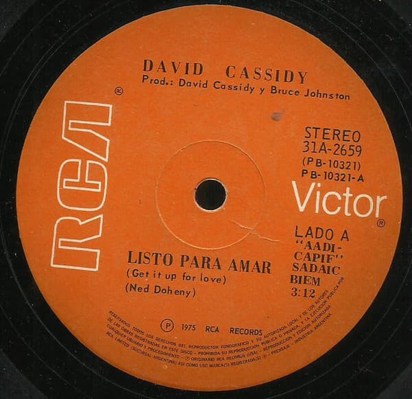David Cassidy — Get It Up For Love = Listo Para Amar
