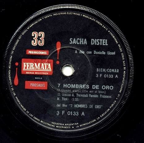 Sacha Distel — 7 Hombres De Oro (7 Uomini D'Oro) (On Est Si Bien) / Señor Caníbal (Monsieur Cannibale)