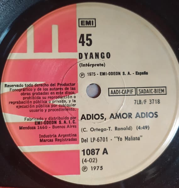 Dyango — Adios, Amor Adios / Aunque Me Voy