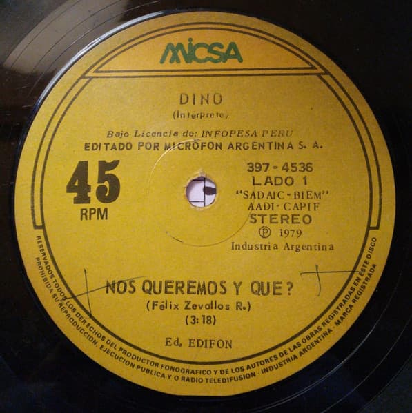 Dino — Nos Queremos Y Que? / Regresa A Mi Vida