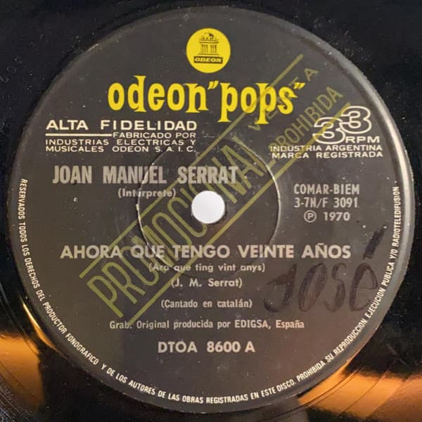 Joan Manuel Serrat — Ahora Que Tengo Veinte Años