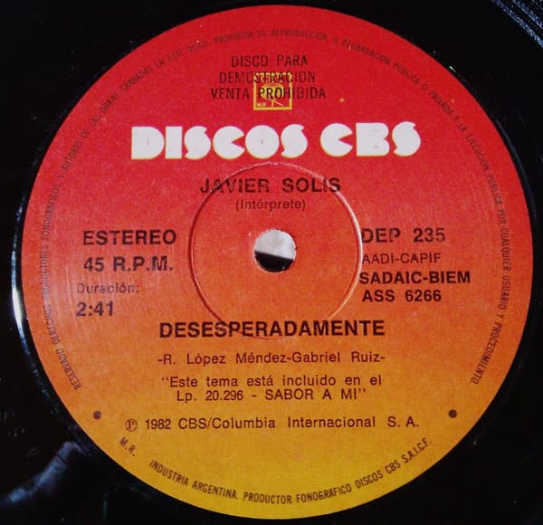 Javier Solis — Desesperadamente / Sabor A Mi