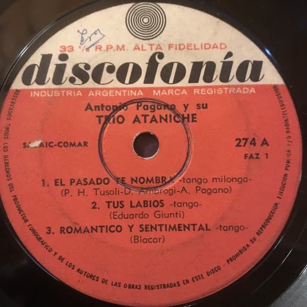 Antonio Pagano Y Su Trio Ataniche — Antonio Pagano Y Su Trio Ataniche