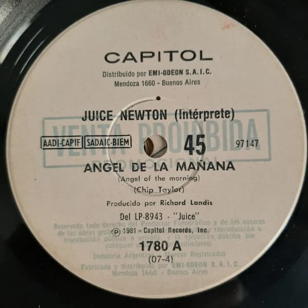 Juice Newton — Angel De La Mañana = Angel Of The Morning