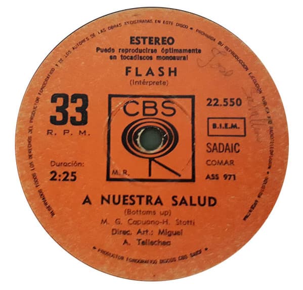 Flash — A Nuestra Salud (Bottoms Up) / Es Muy Tarde (It's Too Late)