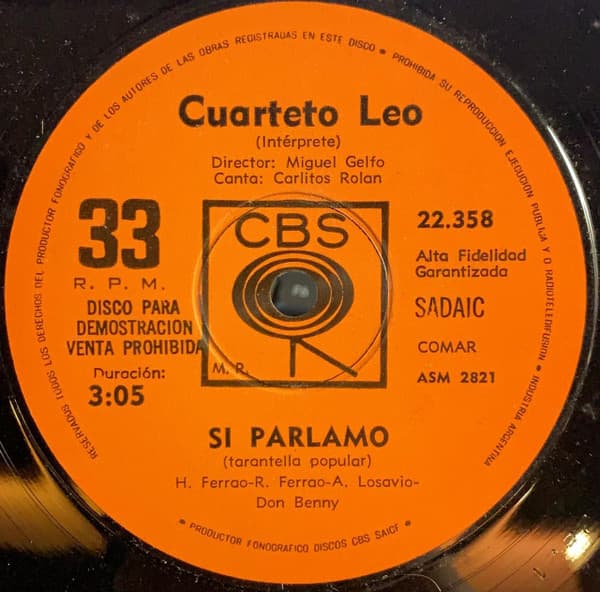 Cuarteto Leo — Si Parlamo / Tu Sombrilla Azul