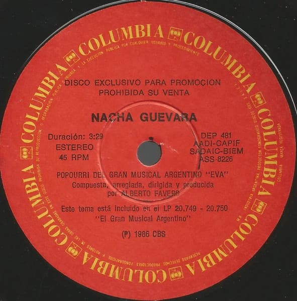 Nacha Guevara — Popurri Del Gran Musical Argentino "Eva"