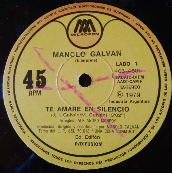 Manolo Galván — Te Amaré En Silencio / Sirena De Un Mar De Plata