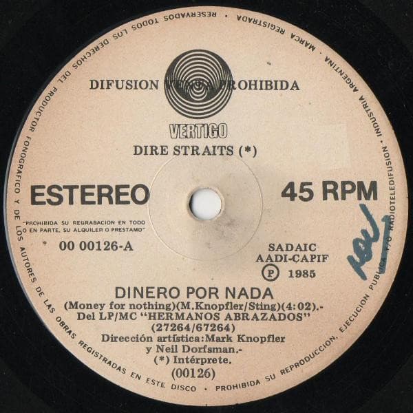 Dire Straits — Dinero Por Nada (Money For Nothing)