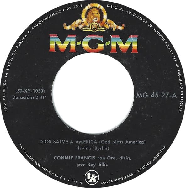 Connie Francis — Dios Salve A America = God Bless America