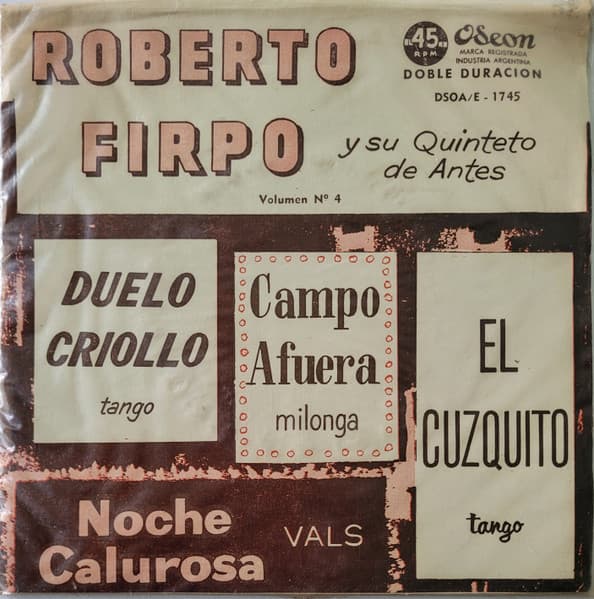 Roberto Firpo Y Su Quinteto De Antes — Volumen N° 4