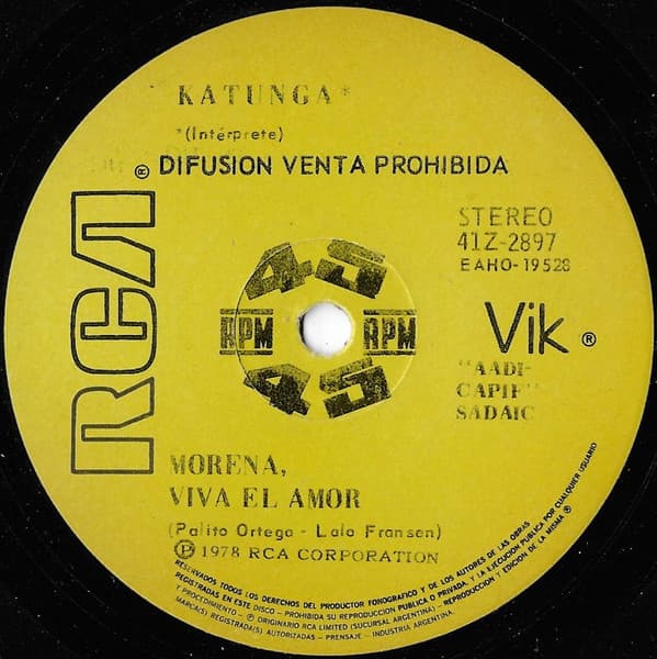 Katunga — Morena, Viva El Amor / Corazón, Ya Somos Libres