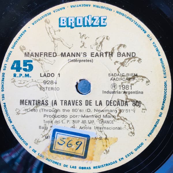 Manfred Mann's Earth Band — Mentiras (A Traves De La Decada 80) = Lies (Through The 80's) / Tu No Eres Para Mi ... = You're Not My