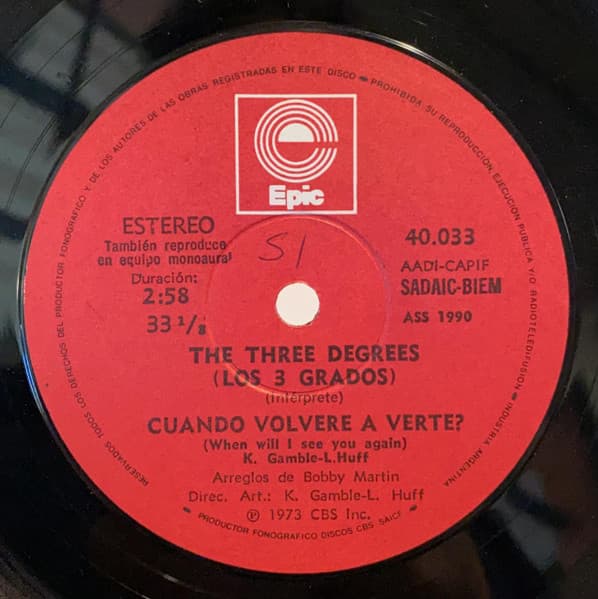 The Three Degrees — Cuando Volvere A Verte? / Viejo Verde