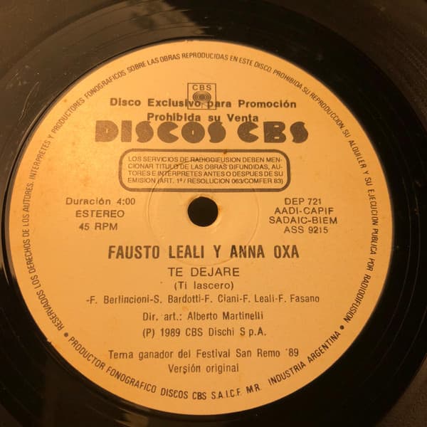 Fausto Leali & Anna Oxa — Te Dejaré = Ti Lascerò