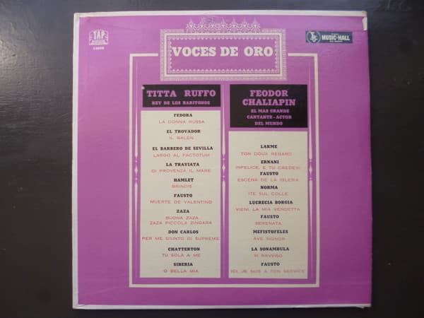 Titta Ruffo & Feodor Chaliapin — Rey De Los Barítonos / El Más Grande Cantante-Actor Del Mundo