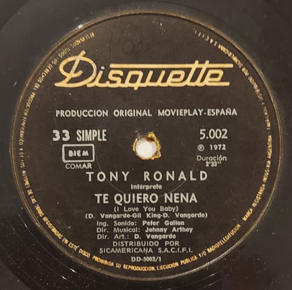 Tony Ronald — Te Quiero Nena / ¿Que Vas A Hacer?