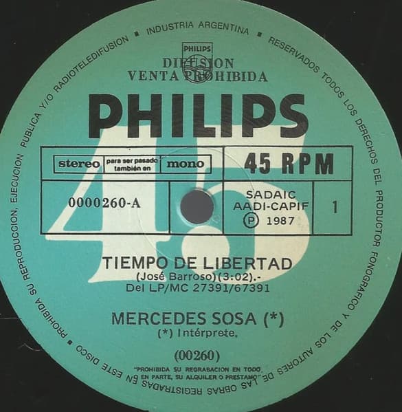 Mercedes Sosa — Tiempo De Libertad / Barrio De La Cruz