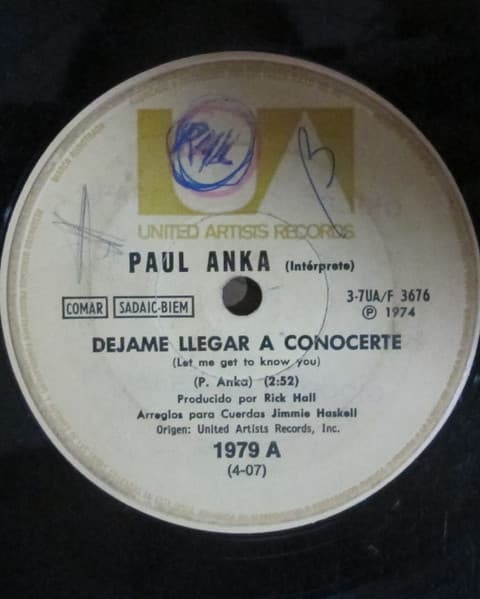 Paul Anka — Dejame Llegar A Conocerte = Let Me Get To Know You / Flashback