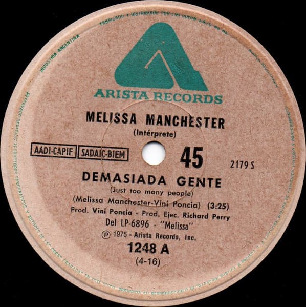 Melissa Manchester — Demasiada Gente = Just Too Many People
