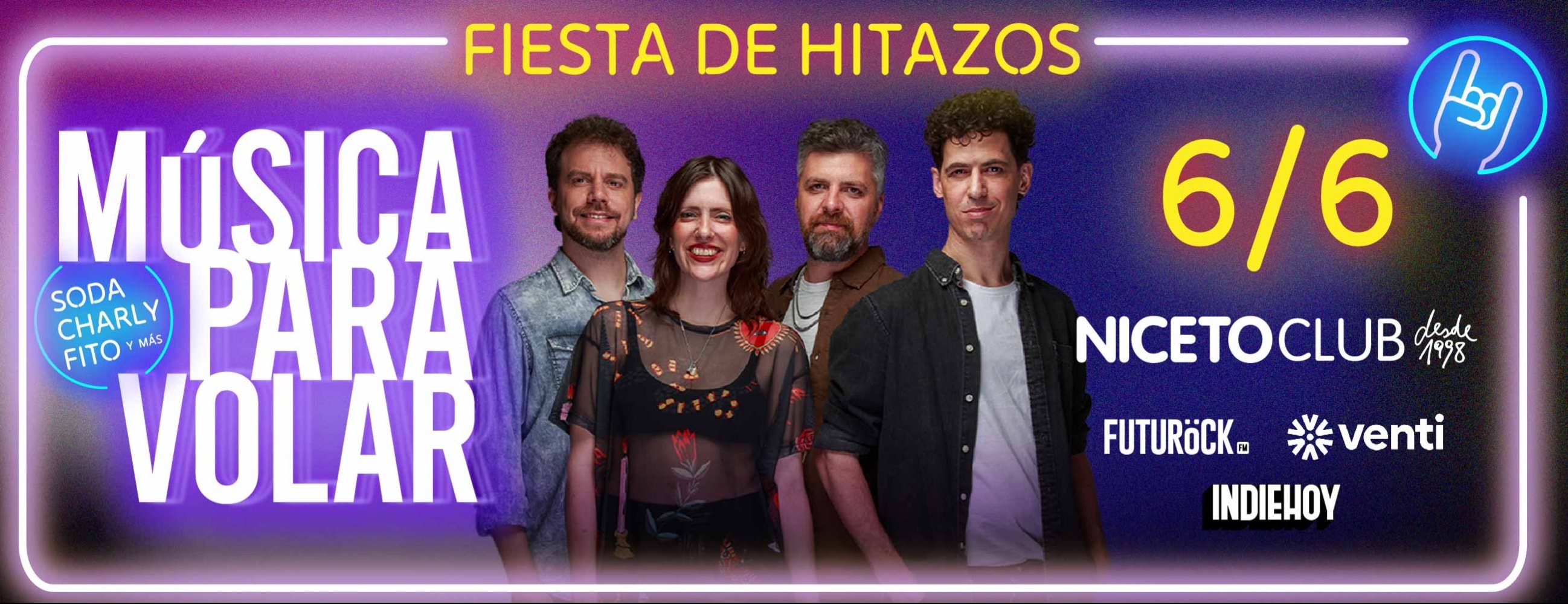 MUSICA PARA VOLAR PRESENTA SODA CHARLY Y FITO, FIESTA DE HITAZOS en Niceto Club (+18 años)