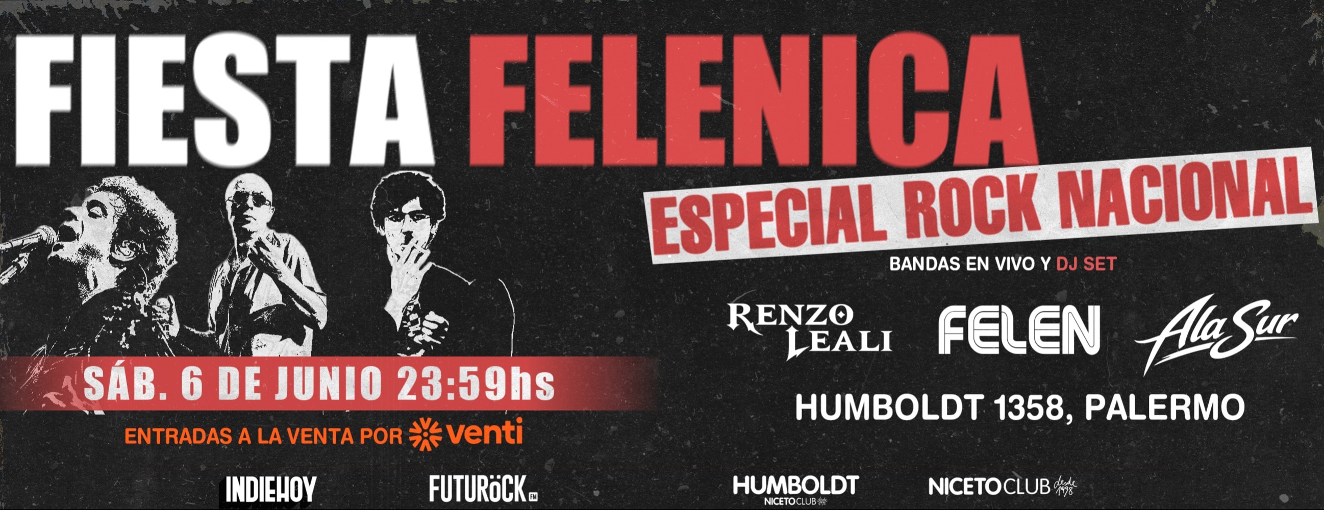 FIESTA FELENICA: ESPECIAL ROCK NACIONAL en Humboldt | Niceto Club (+18 años)