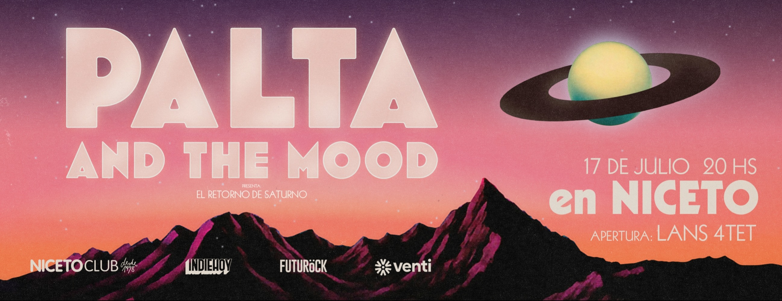 Palta and the Mood presenta: El retorno de Saturno en Niceto Club (+18 años)